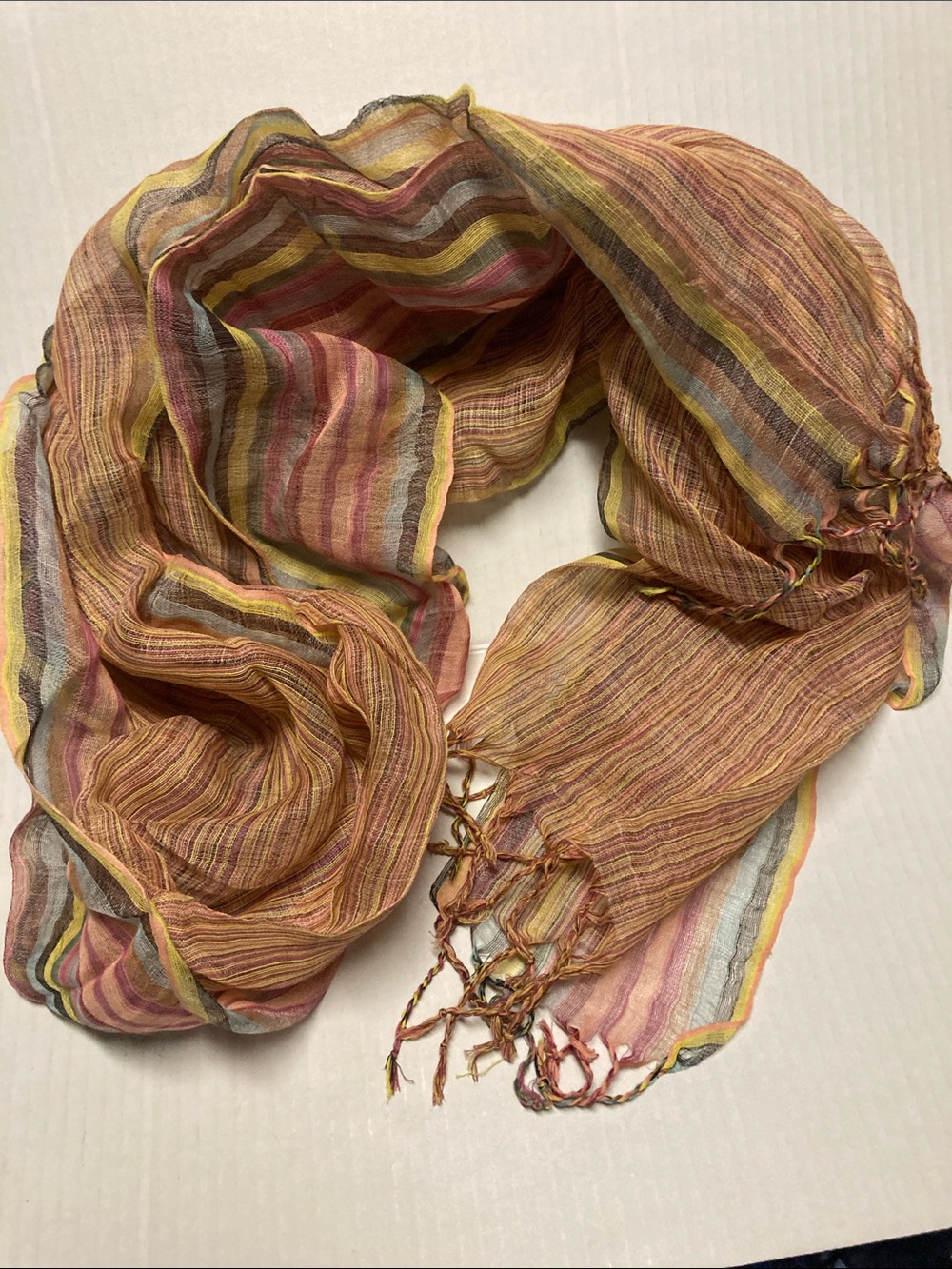 Laila Rowe-Lightweight Striped Woven Scarf